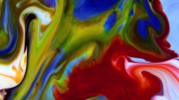 Tinta Hipnótica Orgânica Abstrato Espalha Tinta Colorida — Vídeo de Stock