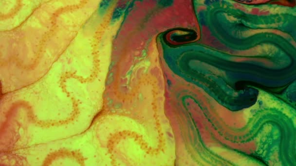 アブストラクト有機ボルテックス エンドレス超現実的な催眠術詳細表面にカラフルなペイントスプレッド — ストック動画