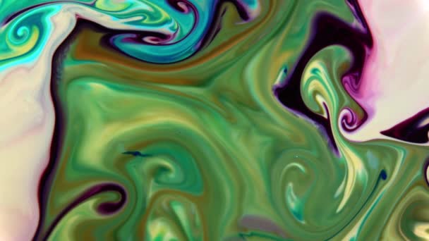抽象的有机涡旋 无限大的超现实催眠在详细的表面彩绘涂料中的应用 — 图库视频影像
