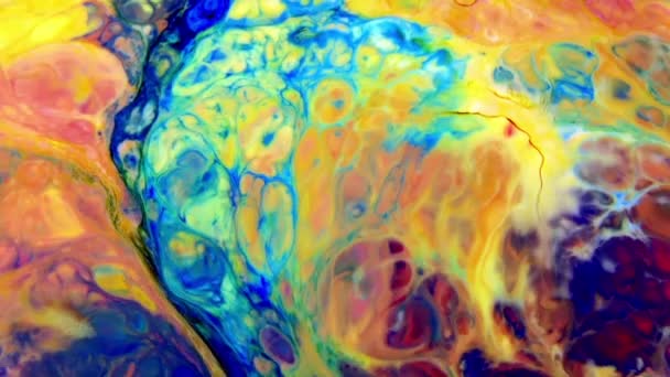 Abstrakte Bunte Farbe Tinte Flüssigkeit Explodieren Diffusion Pshychedelic Paint Blast — Stockvideo