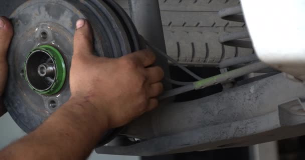 Discos Freno Usados Pastillas Freno Taller Reparación Automóviles — Vídeo de stock