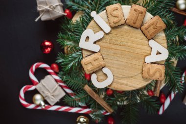 Noel, yeni yıl arka plan. Düz-lay