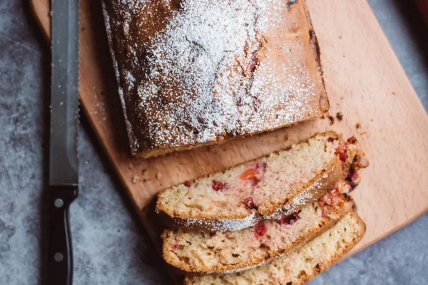 Homemade Traditional Sweet Cherry Pie Sprinkled Sugar Powder — Stock Photo, Image