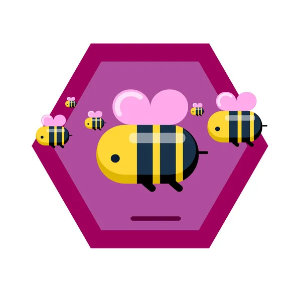 Včely Plástev Ikonu Plochý Design Bílém Pozadí — Stock fotografie
