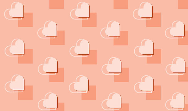 Beautiful  geometric pattern with hearts. Holiday repeating texture for St. Valentine's Day. Simple stylish background. Vector repeating texture