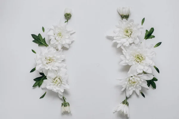 Composizione Dei Fiori Ghirlanda Fiori Bianchi Sfondo Bianco Concetto Primavera — Foto Stock