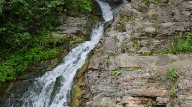 Güzel küçük dağ deresi ya da taşlarla kayalar arasında akan şelale. Ulusal parktaki doğal su, doğal alanı ya da rezervi korudu. Doğa bileşimi.