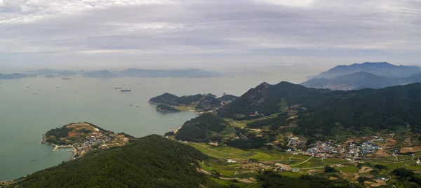 Aerial View Rocky Mountain Sea — Stock Photo, Image