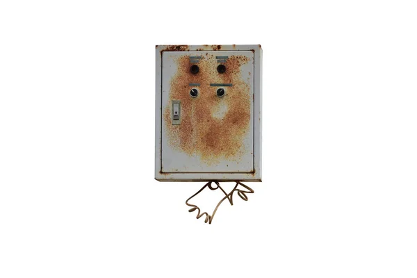 Old rust control cabinet Potentially dangerous, On background of White with clipping path.