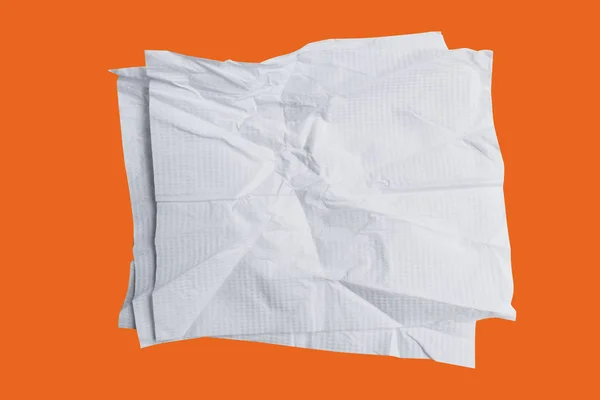 Piece Paper Napkin White Isolated Orange Background Clipping Path — Stock Photo, Image
