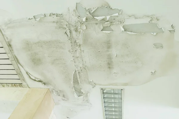 Rain Water Leaks Ceiling Causing Damage Tiles Gypsum Board — Stock Photo, Image