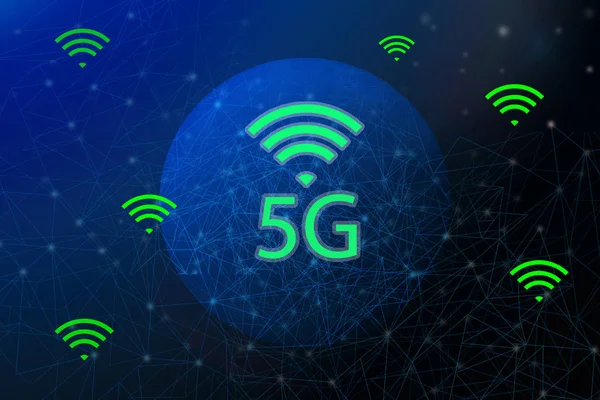 5g internetová síť a inteligentní připojení, komunikační koncepce. — Stock fotografie