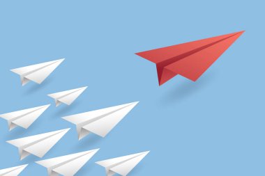 Liderlik Kavramı Arka Plan. Kağıt Hava Düzlemvektör Illustrati