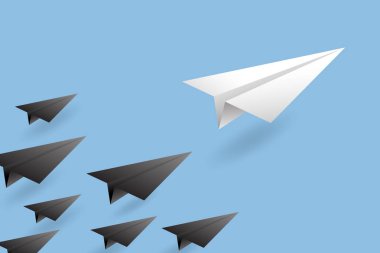 Liderlik Kavramı Arka Plan. Kağıt Hava Düzlemvektör Illustrati