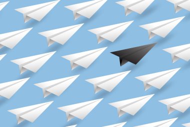 Liderlik Kavramı Arka Plan. Kağıt Hava Düzlemvektör Illustrati