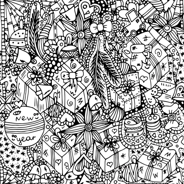 Noel, Festival desen. Vektör çizim, el ile çizilmiş kroki