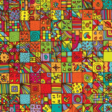 Soyut, psychedelic desen, mozaik. Vektör, geometrik, çizilmiş