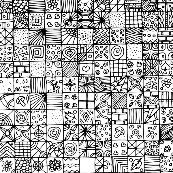 Abstrak Pola Psikedelik Mosaik Vektor Geometris Gambar Tangan - Stok Vektor