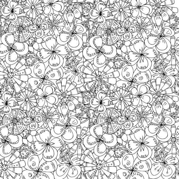 Abstract Floral Patroon Met Hand Getekende Schets — Stockvector