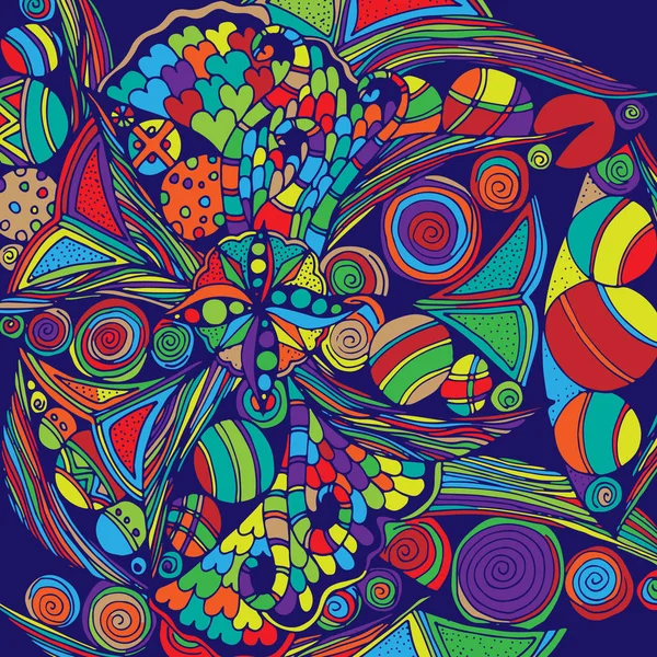 Psychedelické Vzor Pro Meditaci Uklidňující Kroucení Prvky Doodle Ručně Tažené — Stockový vektor