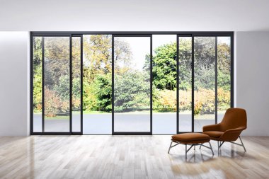 Modern parlak iç daire 3d render illüstrasyon