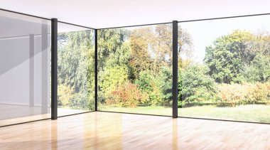 Modern parlak iç daire 3d render illüstrasyon