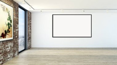 Modern parlak iç daire 3d render illüstrasyon