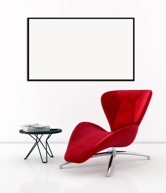 Modern parlak iç daire 3d render illüstrasyon