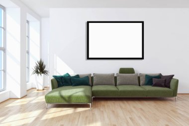 Modern parlak iç daire 3d render illüstrasyon