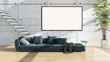 Modern parlak iç daire 3d render illüstrasyon