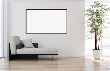 Modern parlak iç daire 3d render illüstrasyon