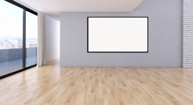 Modern parlak iç daire 3d render illüstrasyon