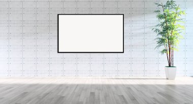 Modern parlak iç daire 3d render illüstrasyon