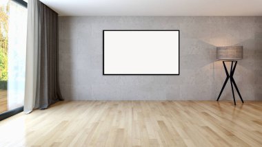 Modern parlak iç daire 3d render illüstrasyon