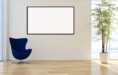 Modern parlak iç daire 3d render illüstrasyon