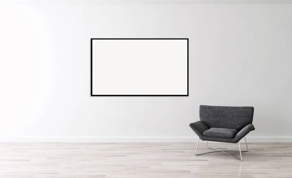 Moderne Lichte Interieur Appartement Met Mockup Poster Frame Rendering Illustratie — Stockfoto