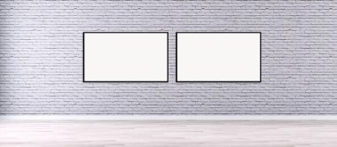 Modern parlak iç daire mockup poster çerçeve 3d render çizim ile