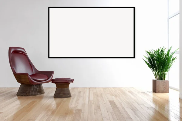 Moderno Apartamento Interiores Luminosos Com Quadro Cartaz Mockup Renderização Ilustração — Fotografia de Stock