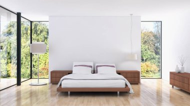 Modern parlak iç daire 3d render illüstrasyon