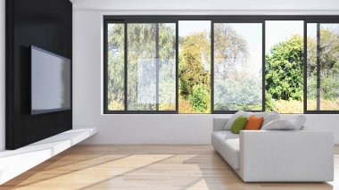 Modern parlak iç daire 3d render illüstrasyon