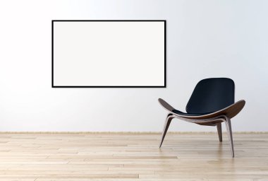 Modern parlak iç daire 3d render illüstrasyon, Mockup