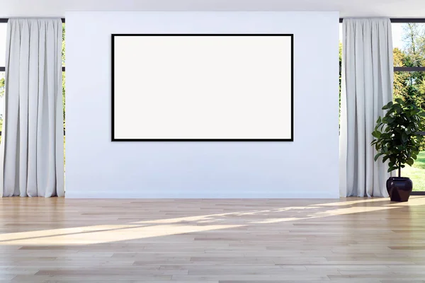 Moderno Apartamento Interiores Luminosos Com Quadro Cartaz Mockup Renderização Ilustração — Fotografia de Stock