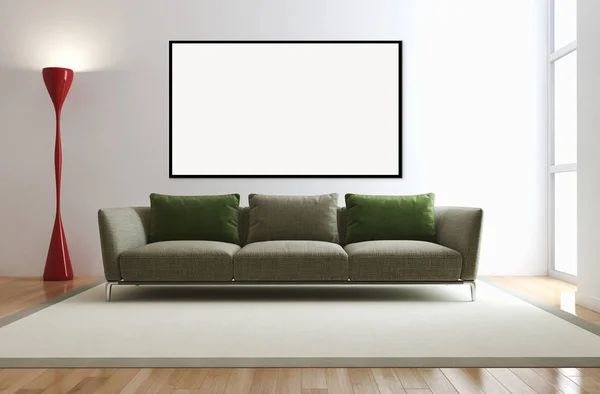 Moderno Apartamento Interiores Luminosos Com Quadro Cartaz Mockup Renderização Ilustração — Fotografia de Stock