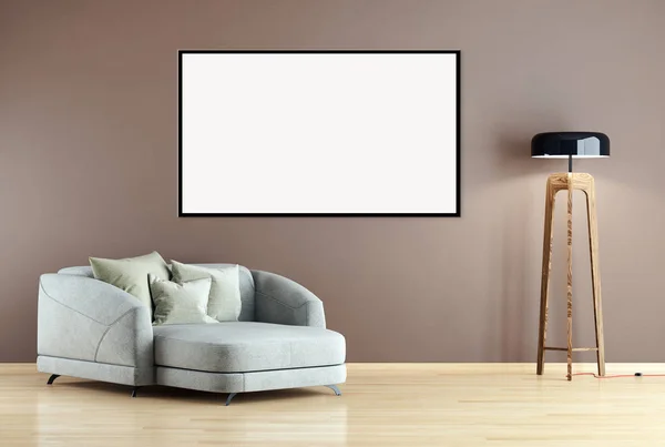 Moderno Apartamento Interiores Luminosos Com Quadro Cartaz Mockup Renderização Ilustração — Fotografia de Stock