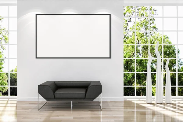 Moderne Lichte Interieur Appartement Met Mockup Poster Frame Rendering Illustratie — Stockfoto