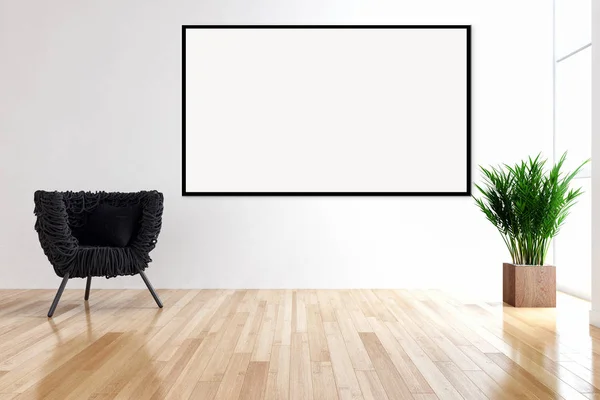 Moderno Apartamento Interiores Luminosos Com Quadro Cartaz Mockup Renderização Ilustração — Fotografia de Stock