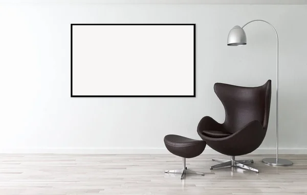 Moderna Ljusa Interiörer Lägenhet Med Mockup Affisch Frame Rendering Illustration — Stockfoto