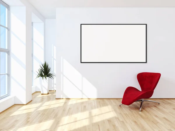 Moderno Apartamento Interiores Luminosos Com Quadro Cartaz Mockup Renderização Ilustração — Fotografia de Stock