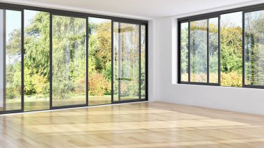 Modern parlak iç daire 3d render illüstrasyon