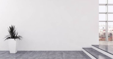 Modern parlak iç daire 3d işleme illustratio